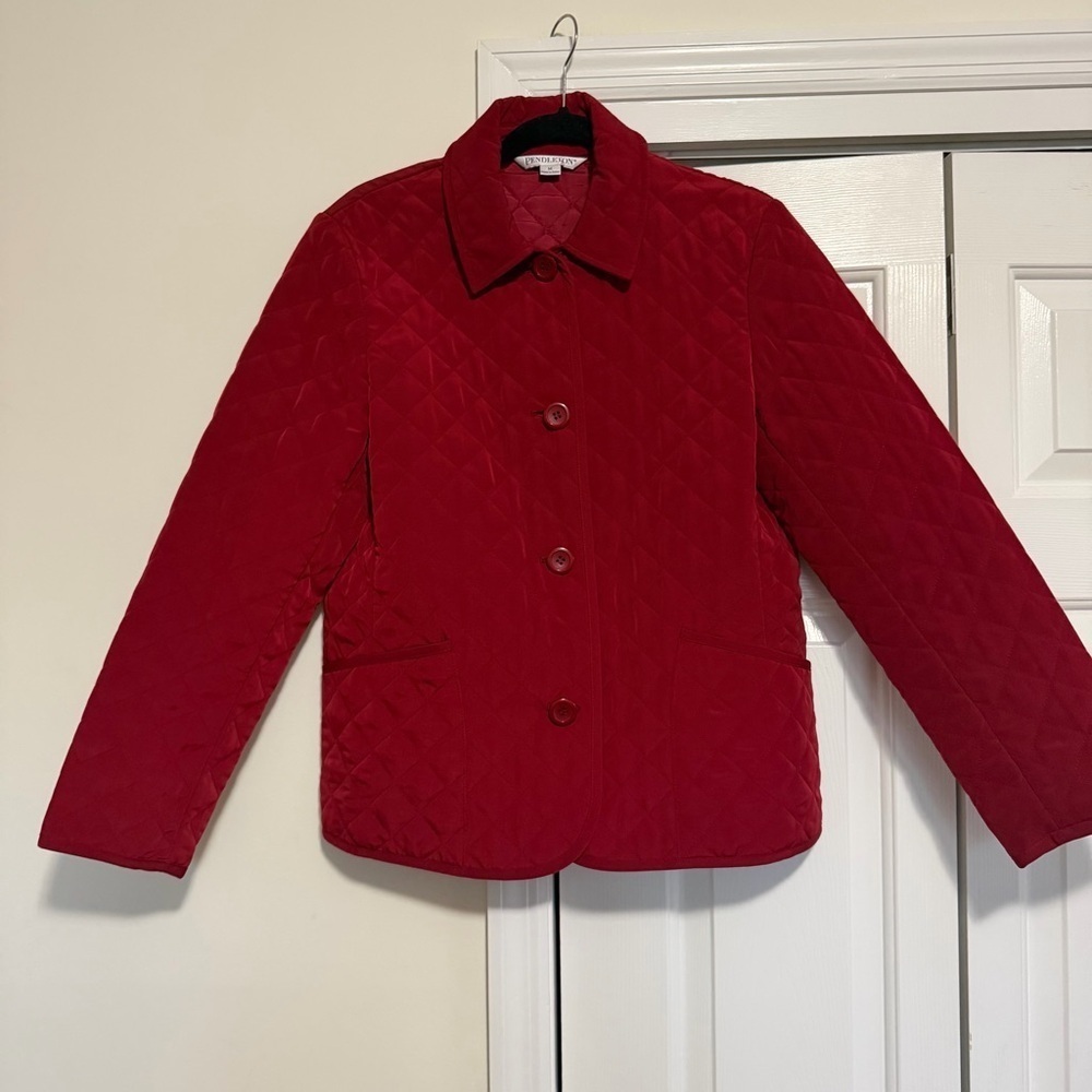 Pendleton Red Quilted Button Down Coat Size Medium